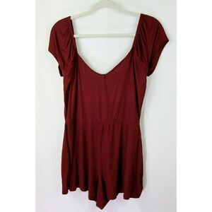 LA Hearts PACSUN Peasant Cottagecore Romper Shorts Burgundy Juniors Large NEW